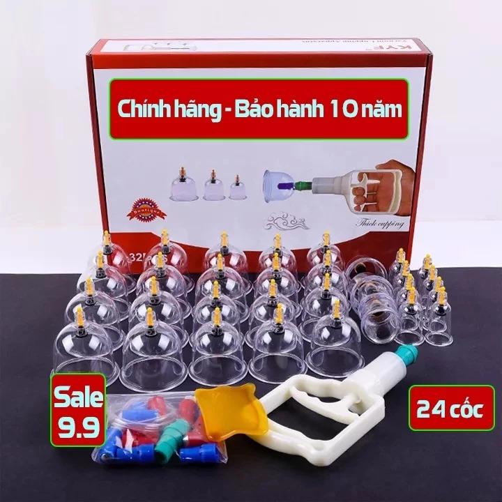  Giác hơi chân không KAW 24 cốc - Bộ giác hơi không dùng lửa làm từ nhựa nguyên sinh rất an toàn cho sức khỏe và bền bỉ theo thời gian dài 