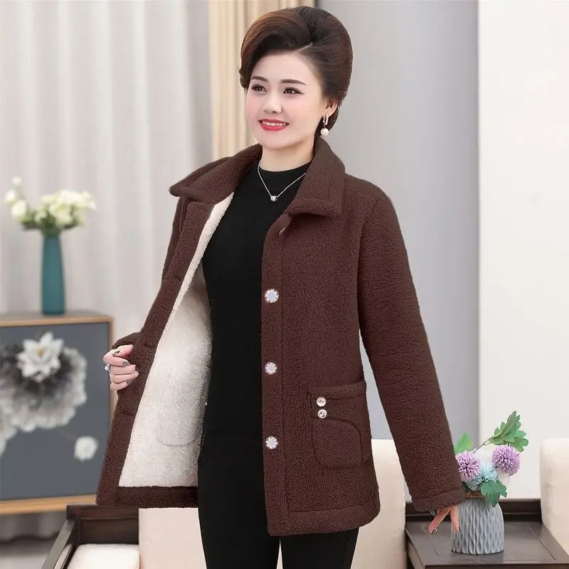 Áo Khoác Dày Có Đệm Nhung, Áo Dài Tay, Dành Cho Phụ Nữ Trung Người Già Và Cao Tuổi, Áo Khoác Mùa Thu Đông 2022, Ins Hợp Xu hướng, Dễ Phối Đồ