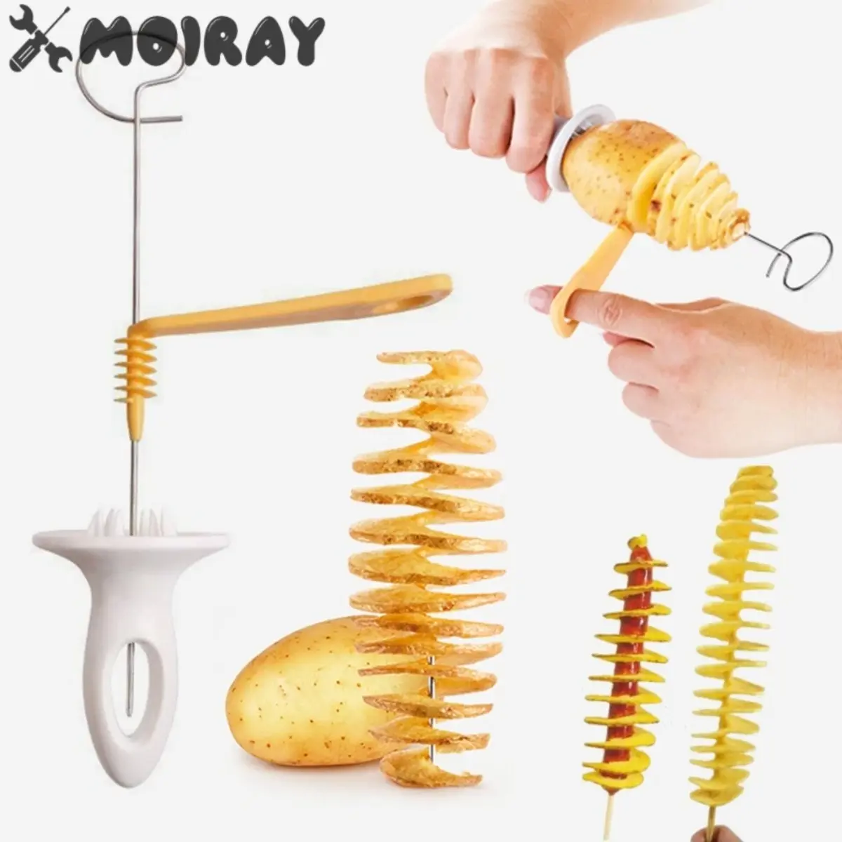 Spiral Potato Cutter Twisted Slice Potato Tower Whirlwind Potato Cut Diy Creative Fruit And Vegetable Spiral Slicer For Kitchen Plastic Stainless