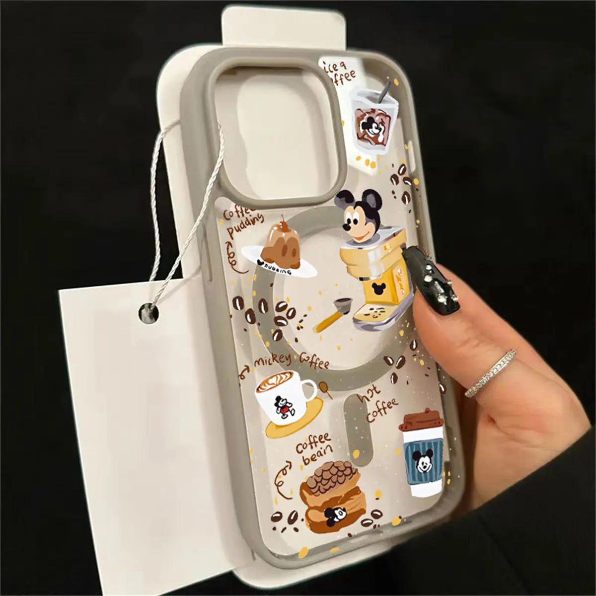 Ốp Điện Thoại, Tương Thích Cho IPhone 15 11 14 13 12 Pro Max X XR Xs Max, Thiết Kế Mickey Cà Phê Tráng Miệng Dễ Thương, Acrylic Lì Trong Suốt, Sạc Không Dây Từ Tính, Ốp Chống Sốc, Ốp Mềm ốpiphone  16plus case  nfc magsafe