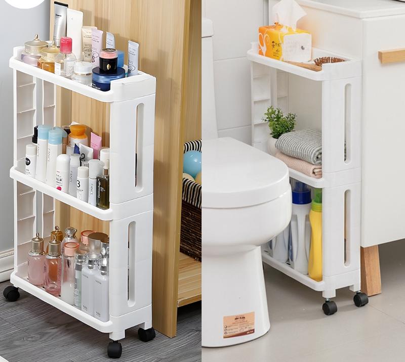 Kệ Góc Hẹp Di Động 4 Tầng Tiết Kiệm Diện Tích Có Bánh Xe Nhựa PP Chịu Lực Tốt Độ Bền Cao - Kitchen Thiết Kế Hiện Đại Tháo Lắp Dễ Dàng kệ danang