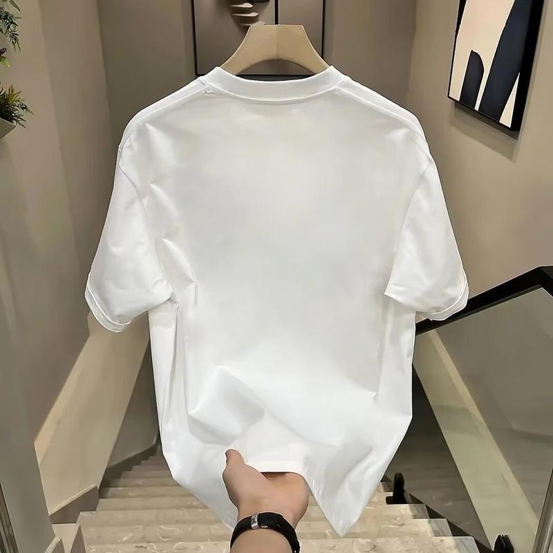 Áo Thun, Hình Cao Cấp 2024, Dành Cho Nam Giới, Dáng Rộng Vừa Vặn, Cổ Thuyền Ngoại Cỡ, In Hình, Áo Thể Thao Tay Lửng Áo 3