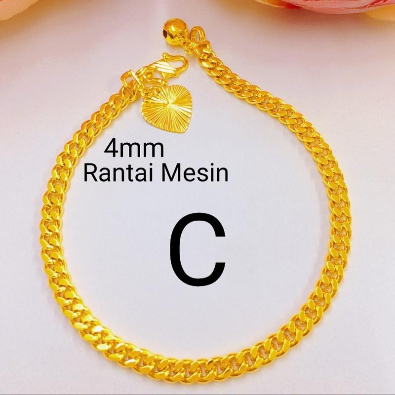 CB-Polis percuma 916 (rt12) EMAS Bangkok gelang dewasa rantai tangan mesin dewasa bersalut emas dewasa 3