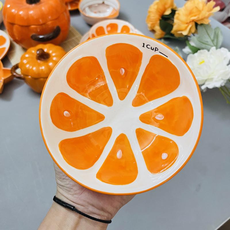 Bát Đĩa Gốm Sứ Decor, Bát Ăn Cơm, Bát Ăn Chè, Chén Dĩa Dễ Thương Bộ Bát Đĩa Sét Bát Đĩa Cam 16 Món 7