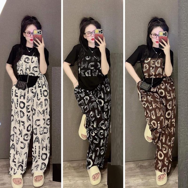 SET ĐỒ BỘ NỮ SUÔNG RỘNG MẶC NHÀ DÀI ỐNG RỘNG TAY NGẮN DÀNH CHO MỌI HOẠT ĐỘNG Áo Top