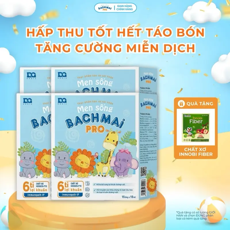 [Combo 4] hộp Men Sống Bạch Mai Pro 6 Tỷ Lợi Khuẩn (men vi sinh dùng cho tiêu chảy, táo bón, rối loạn tiêu hóa, biếng ăn)