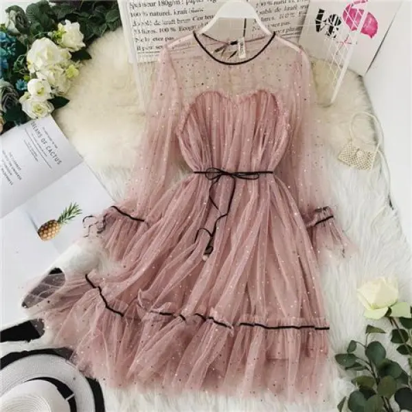 Star Sequins Fairy Dress Mesh Flared Sleeves High Waist Lace-up Loose Babydoll Dress A- line Bubble Princess Dress - TikTok Shop Philippines Star Sequins Fairy Dress Mesh Flared Sleeves High Waist Lace-up Loose Babydoll Dress A- line Bubble Princess Dress - TikTok Shop Philippines