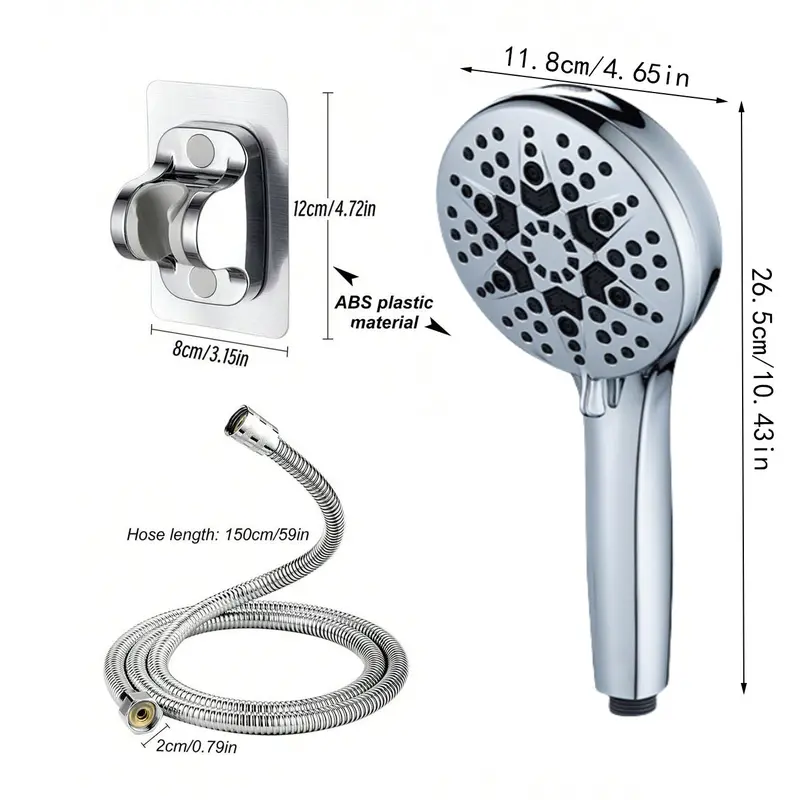 Handheld Shower Head Set, 1 Set High Pressure Shower Head with Holder & Hose, Bathroom Shower Equipment, Bathroom Supplies 1