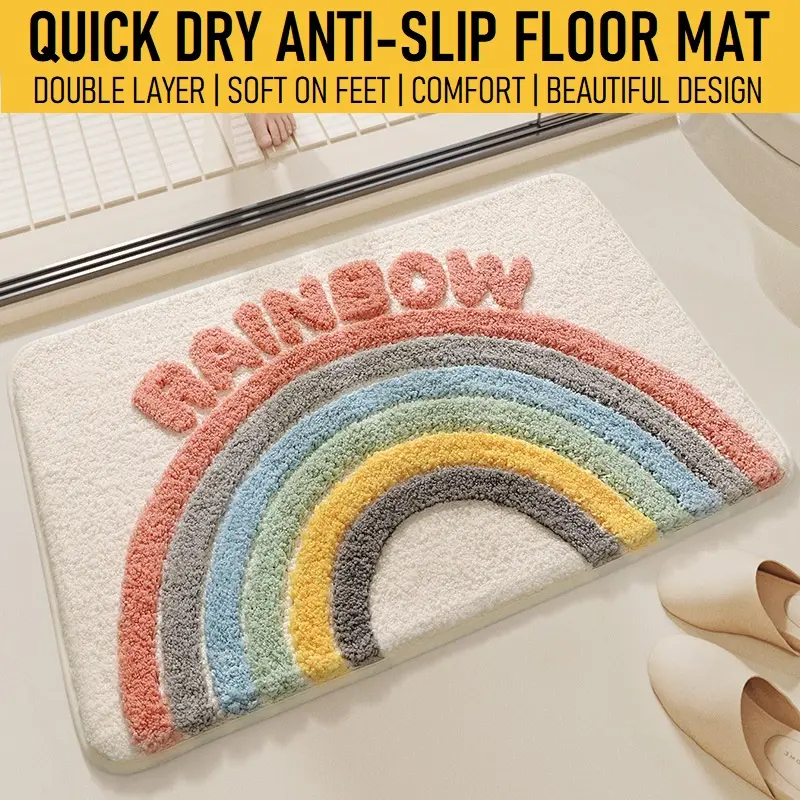 Anti-Slip Bathroom Mat Fast Absorbent Quick Dry Soft Thick Floor Mat Comfort Feel 40x60cm