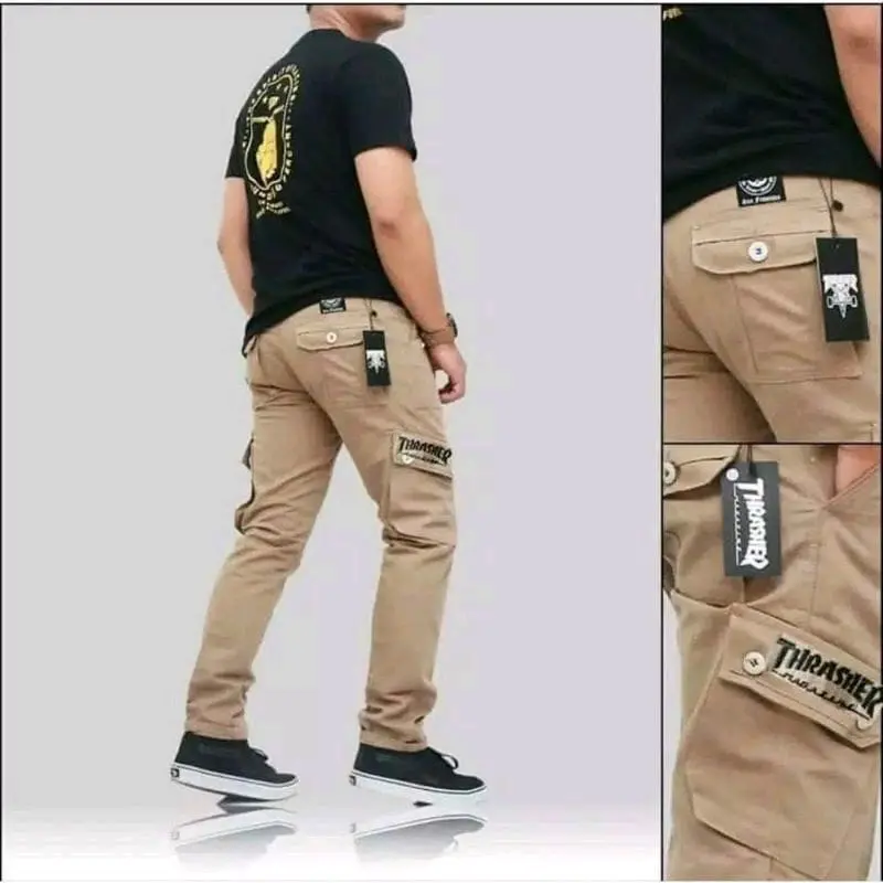 Celana Panjang Cargo Pria Katun Combed Slim Fit Dewasa - Celana Panjang Cargo strech Premium 1