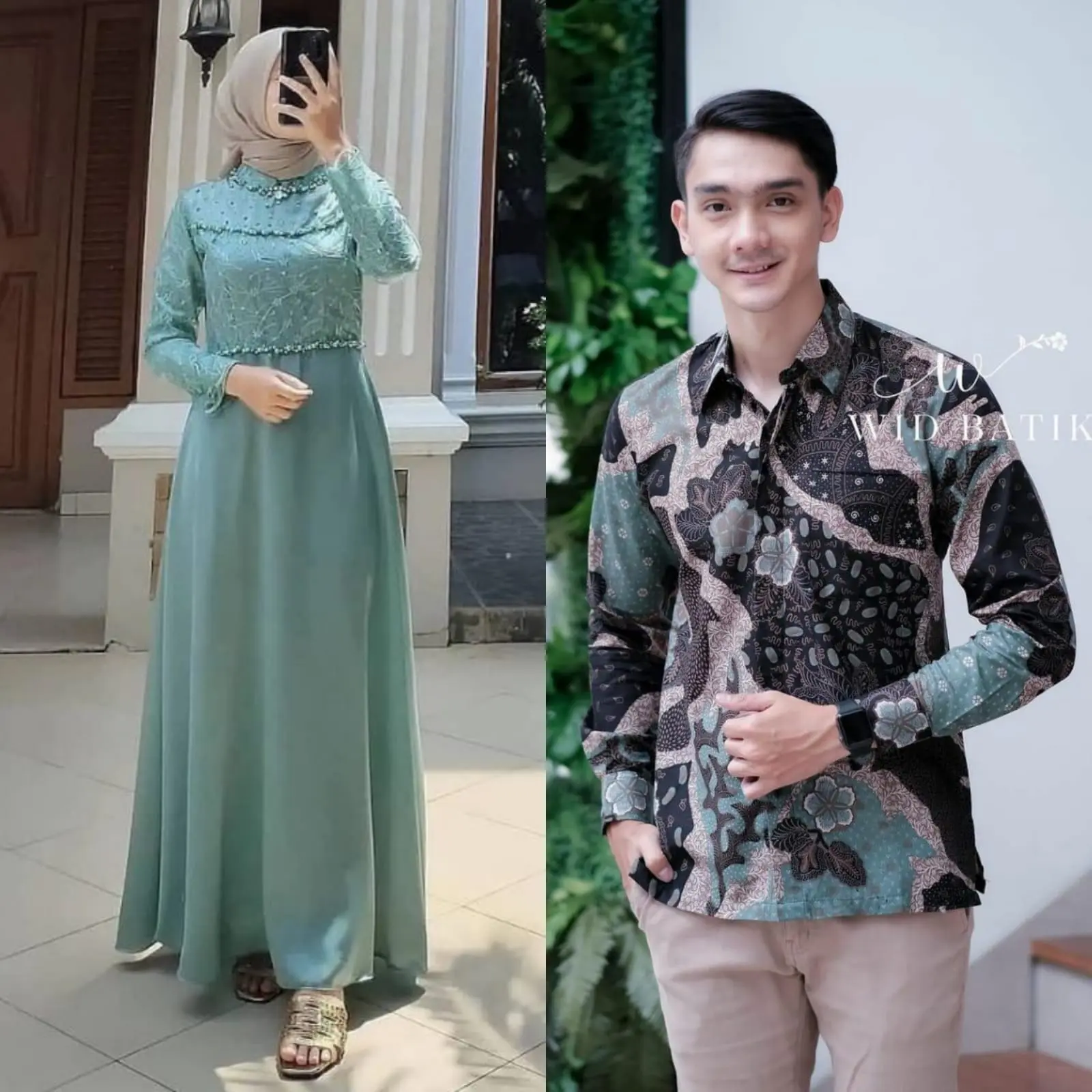 Sonia Couple Gamis Kemeja Muslim Brokat Tile Kondangan Fashion Wanita Dan Pria Terlaris
