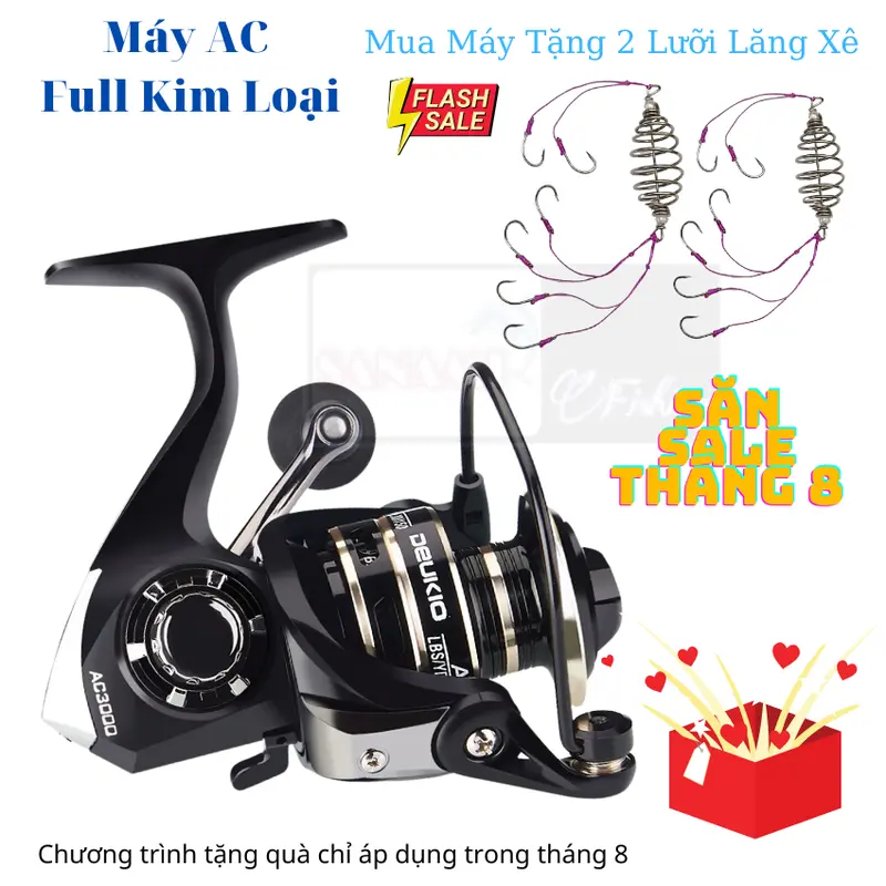[Siêu khuyến mãi 4 năm tuổi] Máy câu cá Deukio AC full kim loại, tay quay inox, đủ size từ 2000 - 7000 - SANAMI FISHING 2