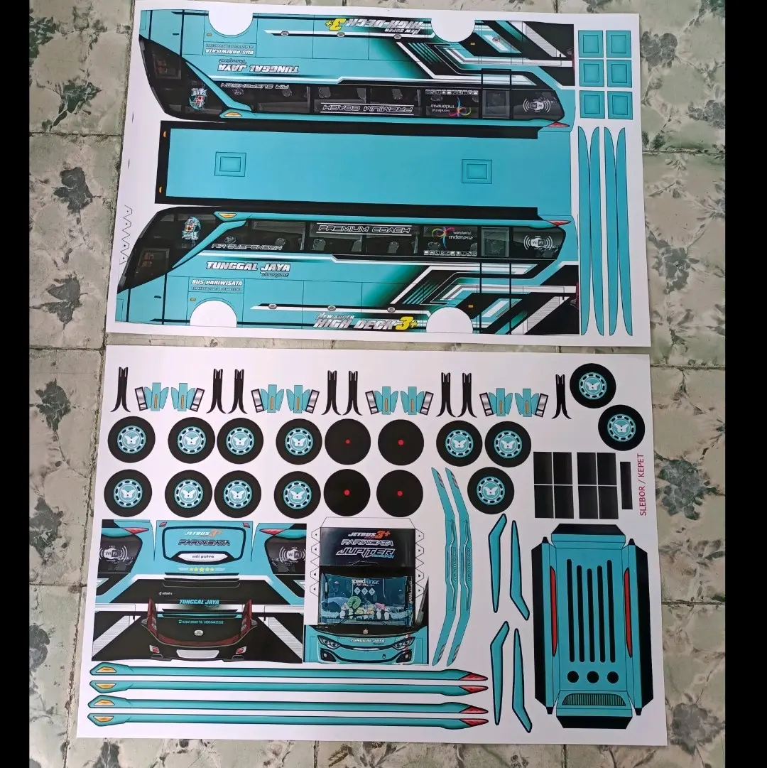 Lembaran PaperCraft Bus TUNGGAL JAYA JUPITER Skala 1:35
