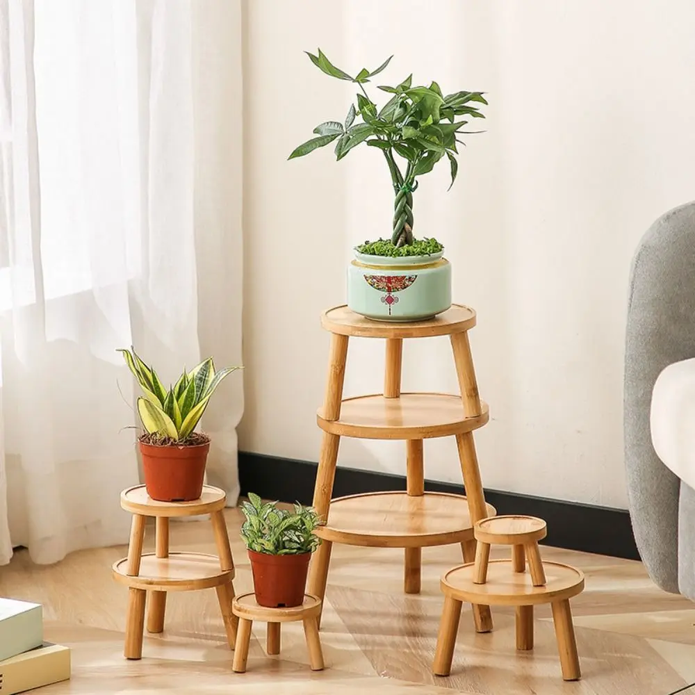 High Quality Wooden Flowerpot Tray Yellow Red Round Bonsai Base Home Decoration Desktop Ornament Flowerpot Holder Home Office