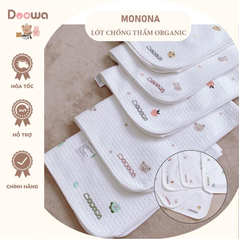 Tấm Lót Chống Thấm Size 50x70cm Cho Bé Bề Mặt Organic Monona Siêu Mềm Mịn Thoáng Khí, Miếng Lót Thay Bỉm
