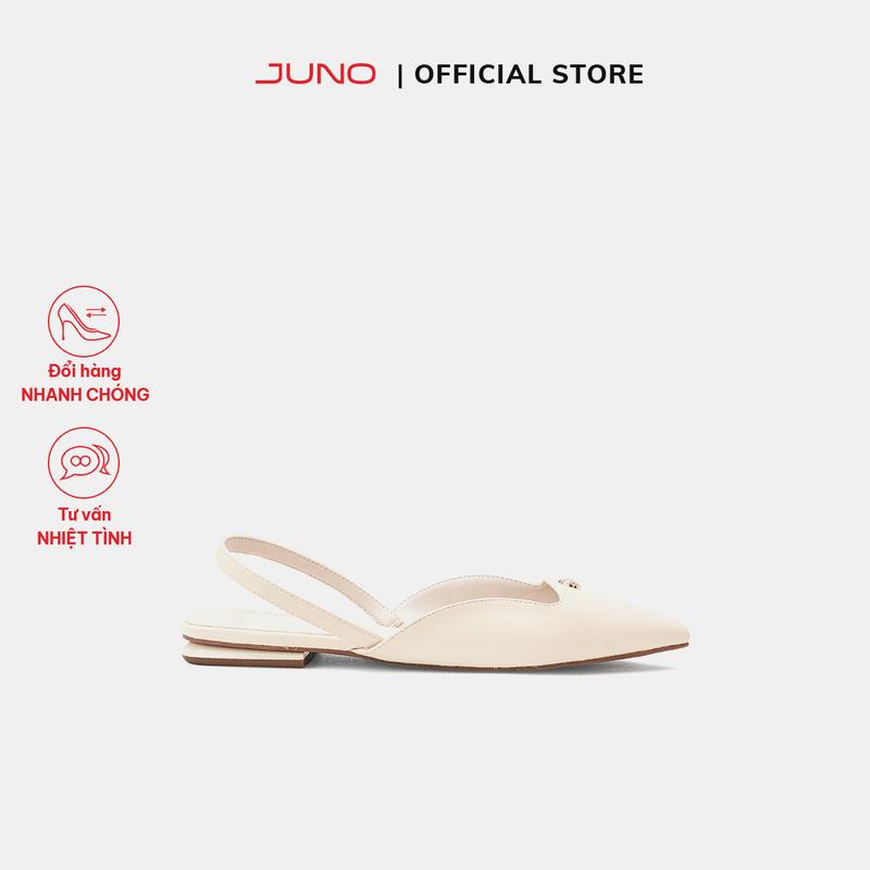 JUNO Giày Búp Bê Slingback Bệt Phối Khóa Trang Trí - BB03124