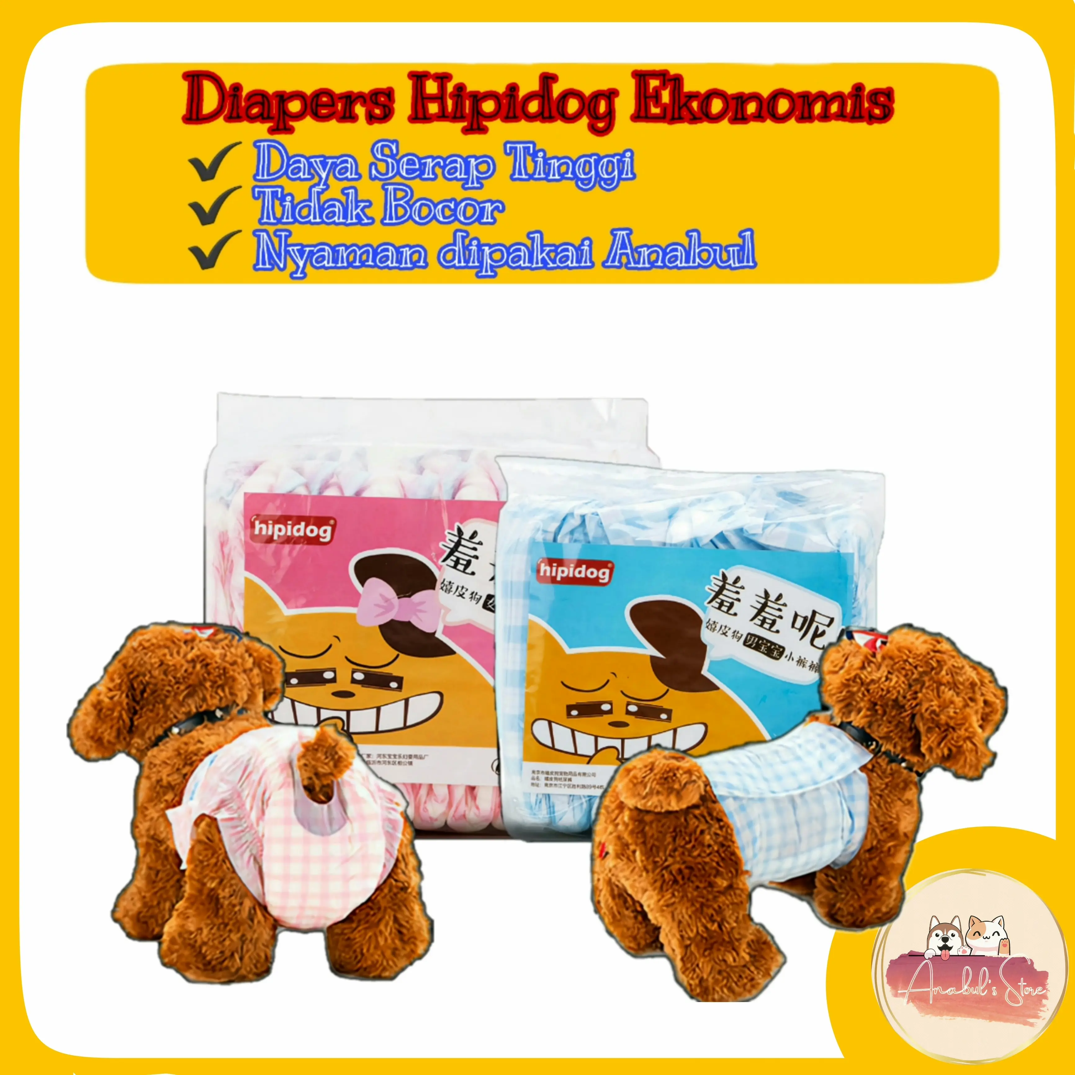 Popok Kucing Anjing Jantan Betina Hipidog Pet Diapers Pembalut Loop Mens Ultra Thin
