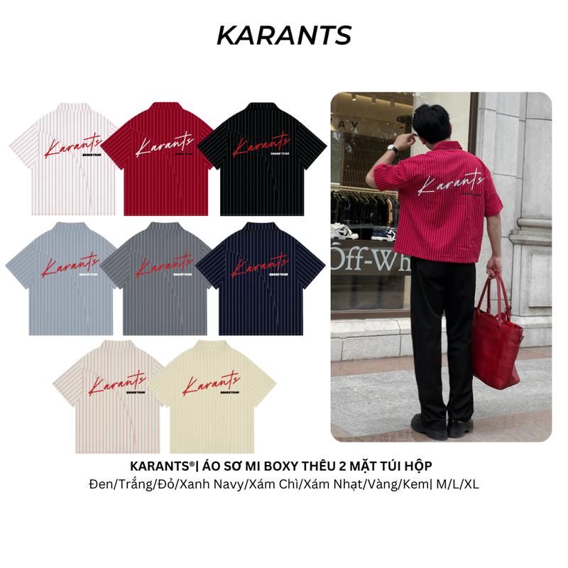 Áo Sơ Mi Boxy Karants Thêu 2 Mặt Túi Hộp Local Brand Streetwear Hot Trend - KR183