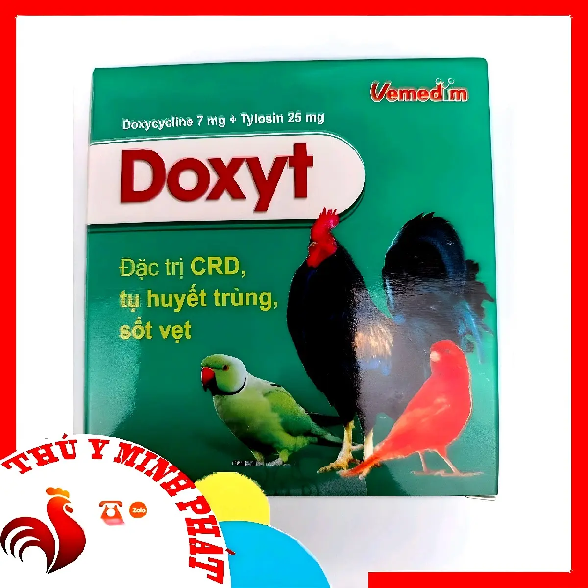 DOXYT HỘP 10 VIÊN CRD TỤ HUYẾT TRÙNG, CRD, hen khẹc trên gà đá, chim cảnh