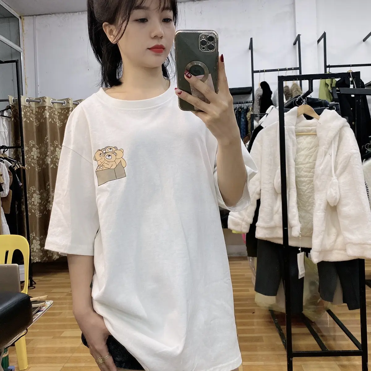 Áo phông hình bầy gau in hai mặt dành cho nữ , nam