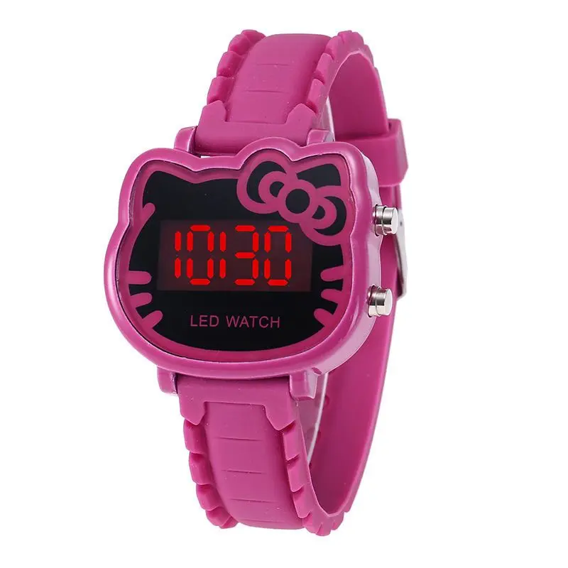 Cute Hello Kitty Girls' Electronic Watch LED Luminous Net Hongxue Children Cartoon Waterproof