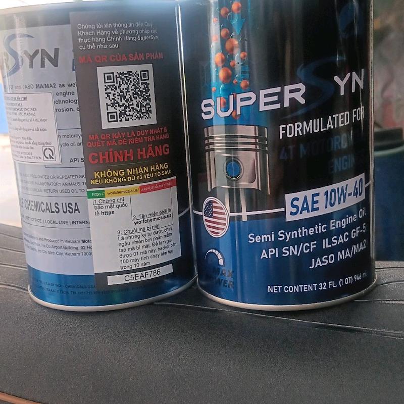 NHỚT SUPER SYN 10w-40 màu sanh danh co xe so ...xe con tây. 5