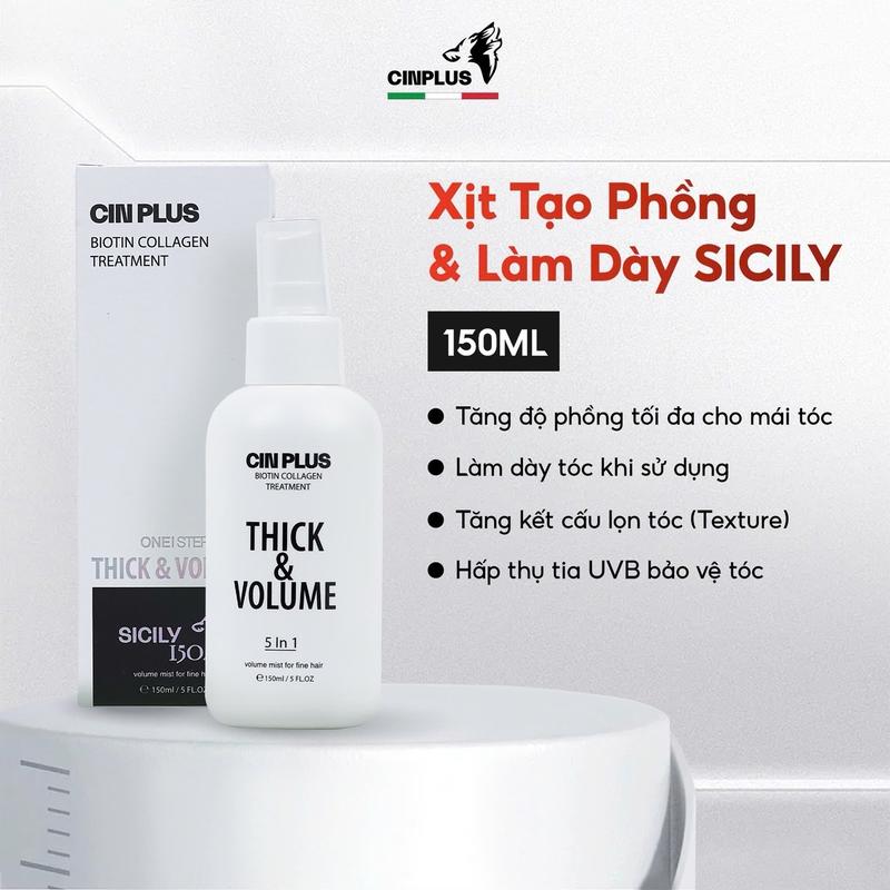 Xịt tạo phồng tóc SICILY CINPLUS tạo độ phồng tự nhiên, giữ nếp tạo kiểu, không gây bết và nặng tóc 150ml
