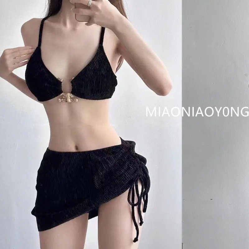 [summer beach outfits]New Swimwear Women's Bikini Split Three-Piece Suit Bikini Sexy South Korea Vacation Seaside Beach Swimwear[Summer Beach Set]