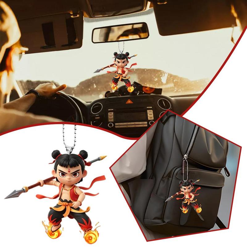 Product Introduction of Nezha 2 Anime Character Design Car Interior Cartoon Rearview Mirror Decoration 14