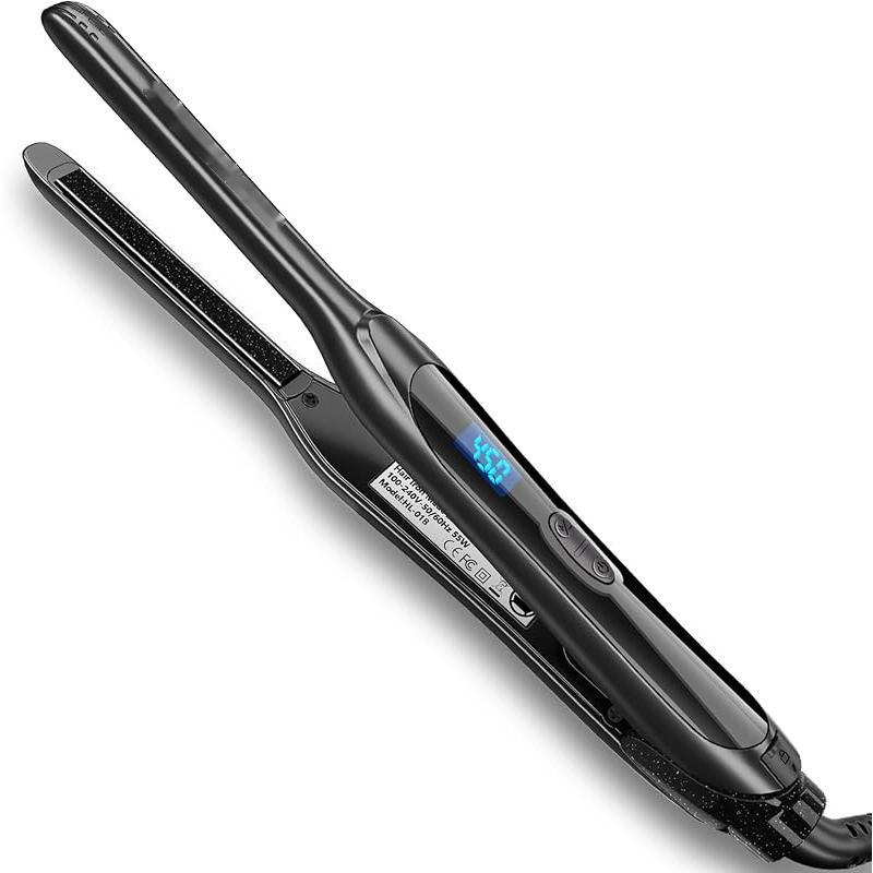 TikTok Shop Pencil Flat Iron 3 10 Small Flat Irons for Short Hair Pixie Cut and Bangs Tourmaline Ceramic Mini Hair Straightener for Edges with Adjustable Temperature Auto Shut Off Black