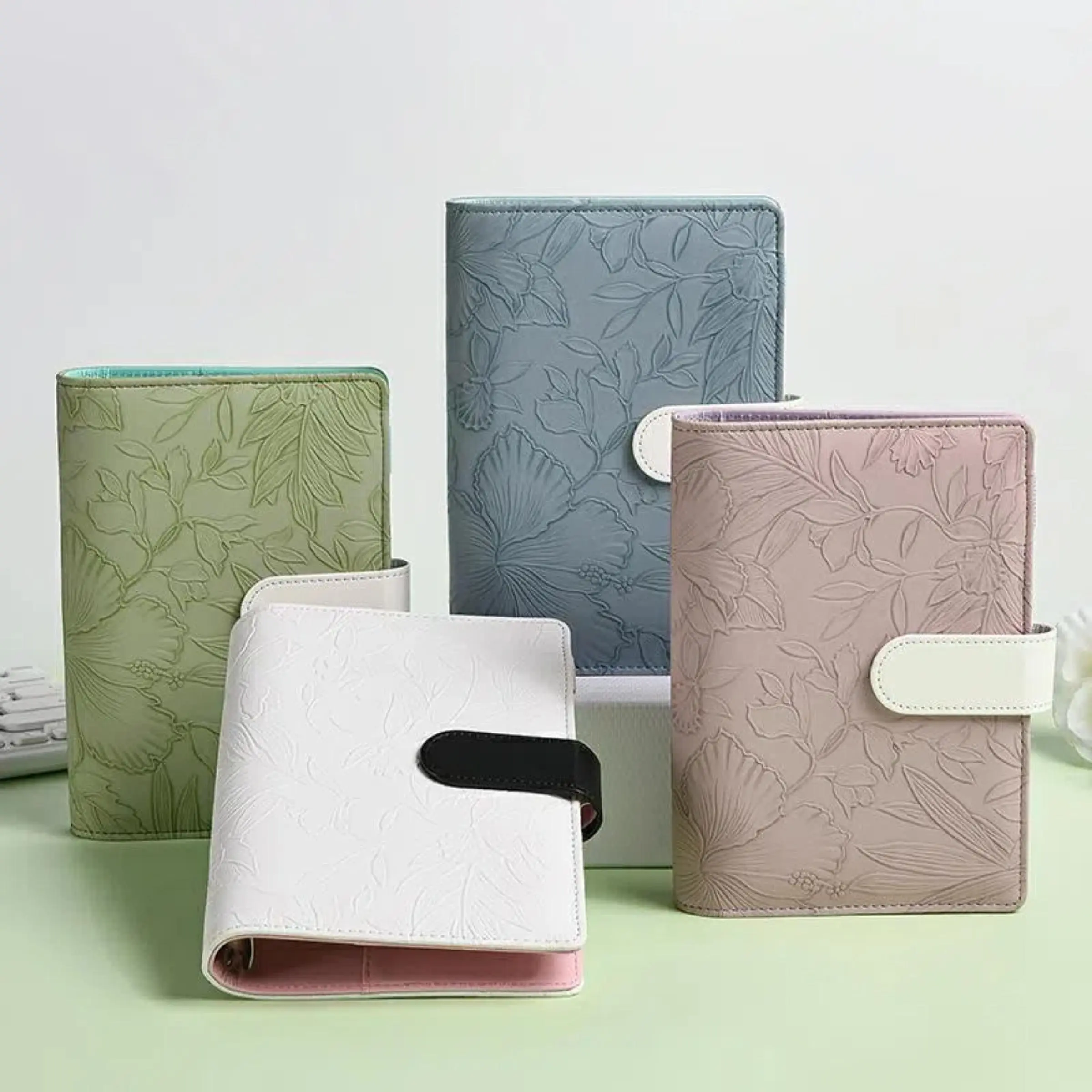 A6 Floral Embossed Budget Binder, 1 Count Money Saving Planner with Zippered Cash Envelopes Sheet & Stickers, Budgeting Supplies for Home Dormitory Office Travel