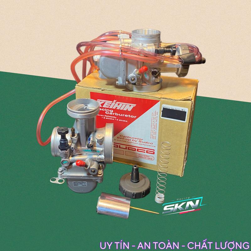 Bình xăng con nắp chao ga dẹp Keihin họng 33mm 38mm 40mm Phụ Kiện