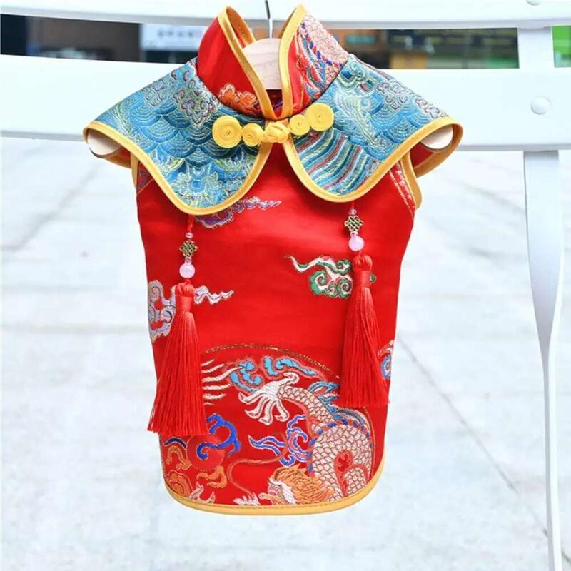 Product Introduction of TTS Homie Tassel Design Button Closure Dress Up Cloth Dog Chinese New Year Clothes Puppy Tang Suit Pet Supplies 22