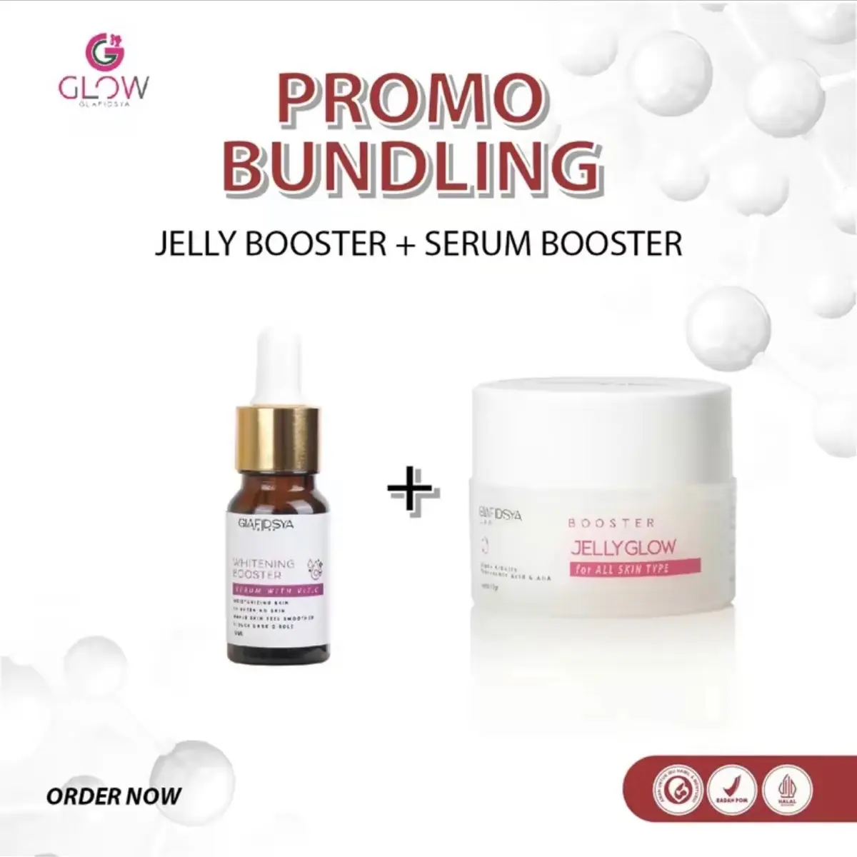 BUNDLING JELLY BOOSTER GLOW+ SERUM WHITENIG BOOSTER | GLAFIDSYA LAB Semua Jenis Kulit Pemutihan Kontrol Minyak Bebas Alkohol Hidrasi