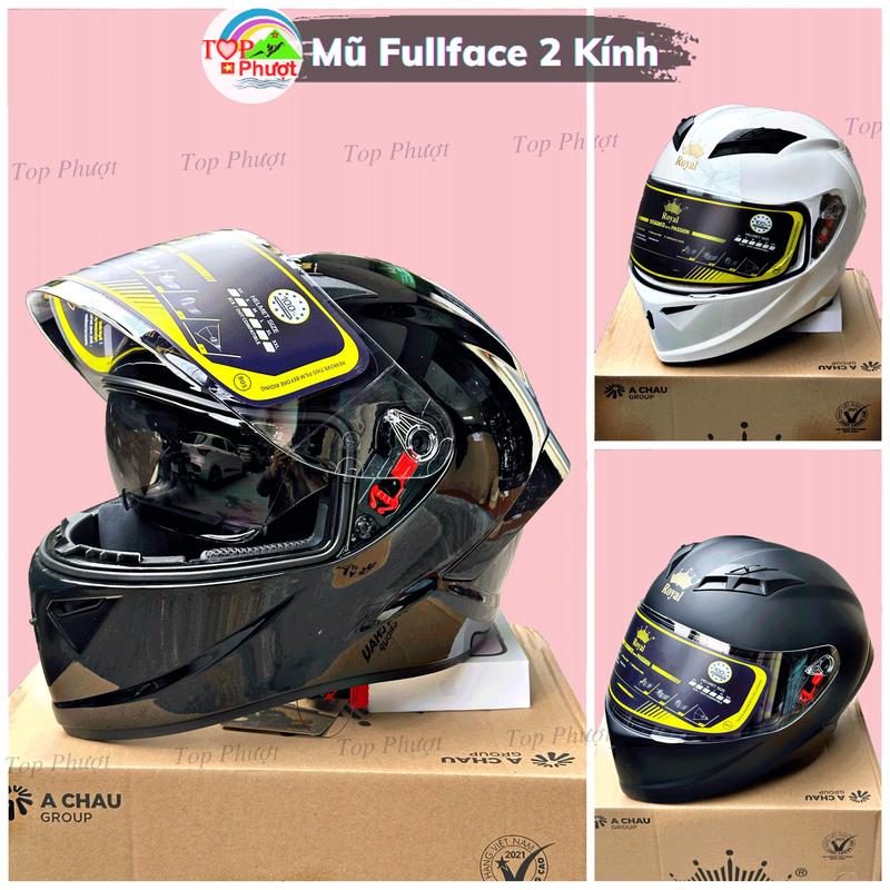 Mũ bảo hiểm Fullface 2 kính Royal M266 chính hãng cao cấp - Tặng khăn trùm đầu ninja đệm lót cằm cho nón fullface