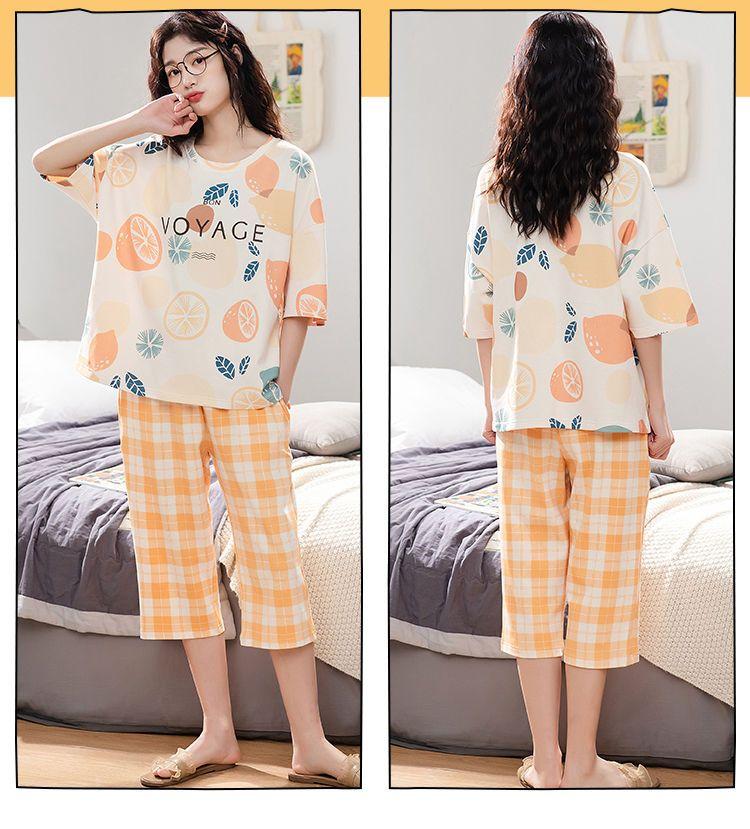 Product Introduction of Đồ Ngủ Cotton, Xương, 5XL, Thích Hợp Cho Bé Gái Béo (100,35kg), Quần ngắn Tay, Dành Cho Nữ, Phong Cách Mùa Xuân Và Mùa Hè, Ngoại Cỡ, Dáng Rộng Vừa Vặn, Hỗ Trợ Mặc Tay 12
