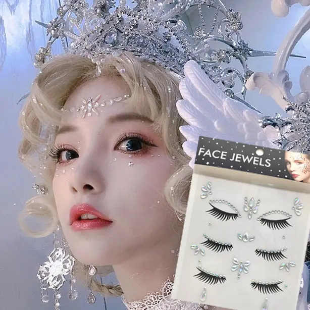 CSP203 – GID Glow In The Dark Eye Face Jewels Gem Sticker Manik Mutiara Pearl Rhinestone Hiasan Henna Make Up Nail Art Cosplay