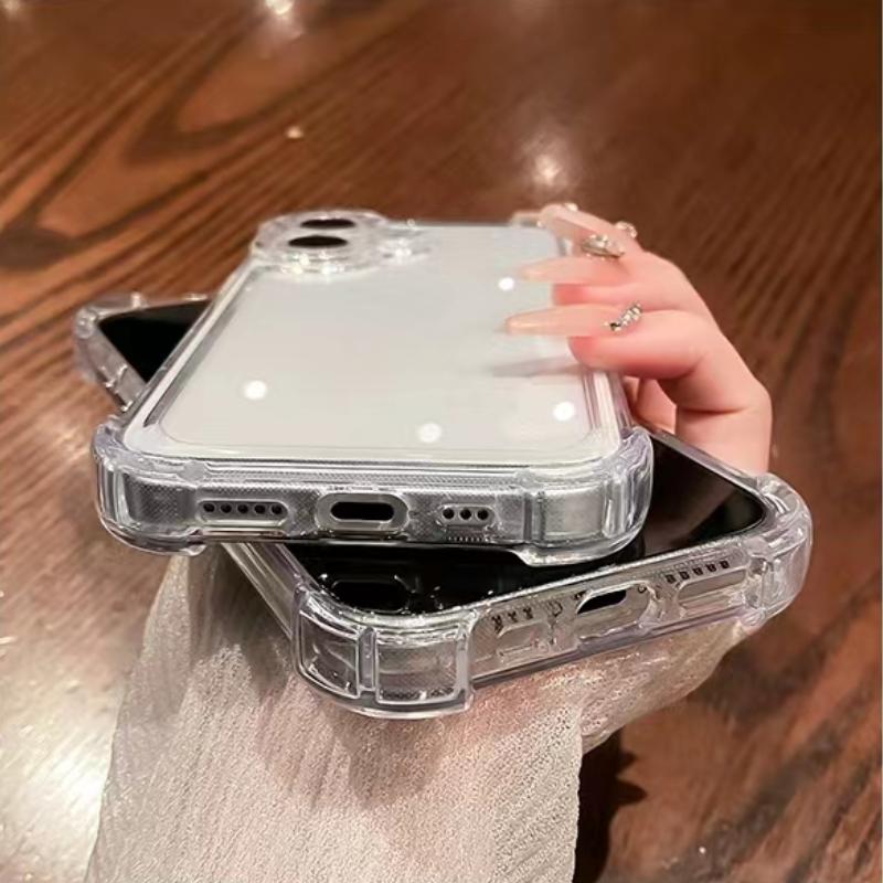 Ốp Trong Suốt, Dành Cho iPhone 16, 15, 14 Plus, 13, 12 Mini, 11 Pro Max, Xs Max, XR, X, 8, 7, 6, 6S Plus, SE 2020, 2022, Bốn Góc, Thiết Kế Đơn Giản, Chống Sốc, Ốp Lưng Trong Suốt 7