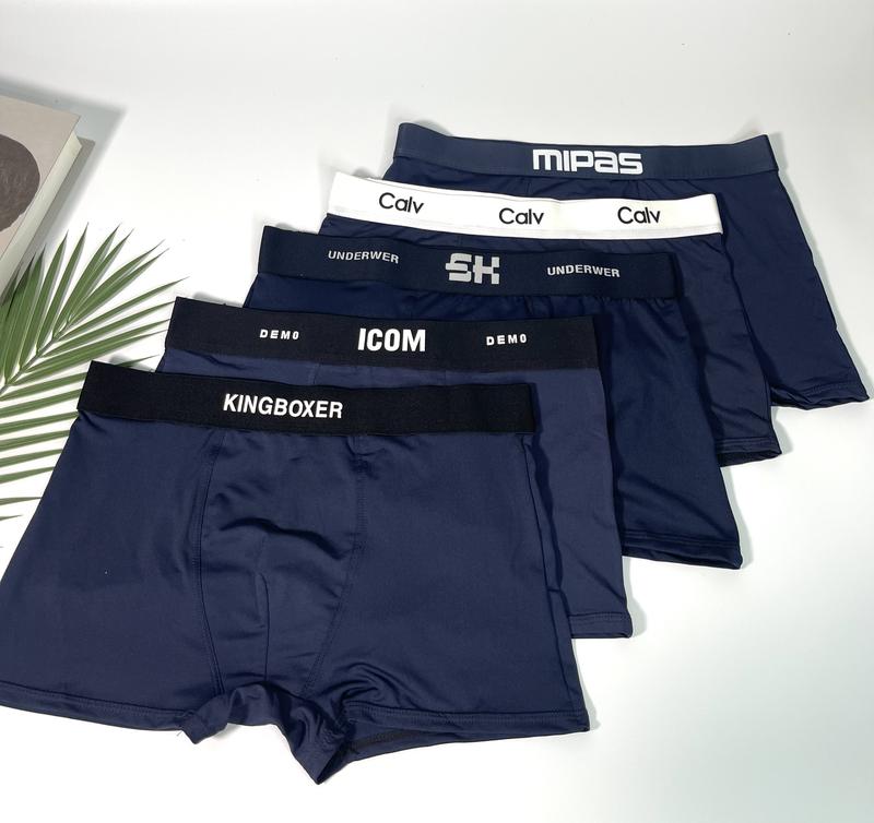 Combo 5 quần sịp đùi full xanh than Menswear Nam Quần Boxer Quần Lót Thun Boxer Tre