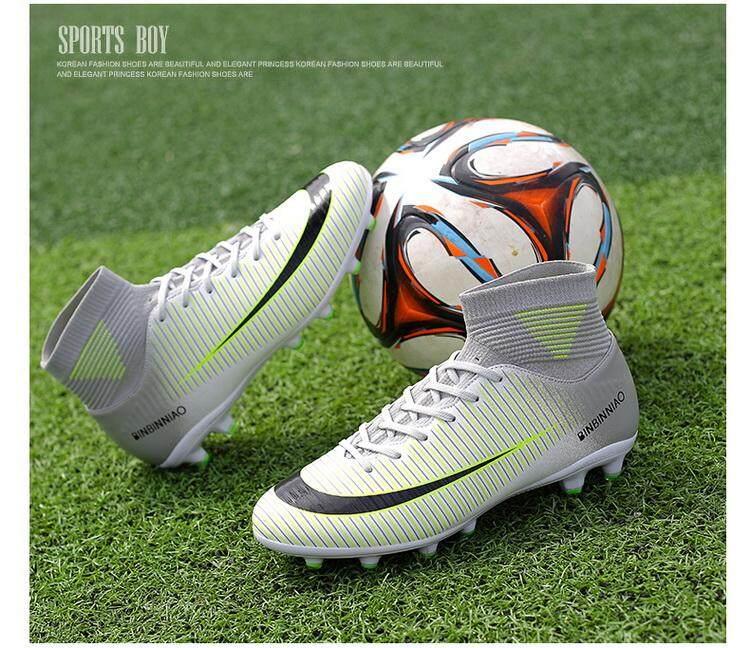 Product Introduction of Giày Futsal dành cho nam và nữ, giày bóng đá có gai dài đến mắt cá chân, giày cao cổ, giày thể thao trong nhà 30