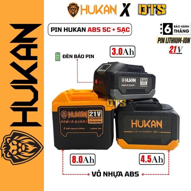 Pin HUKAN 21V 5C ABS 10cell, 15cell, 20cell | Pin Lithium-ion, Mạch 4 mosfed, Chân pin phổ thông 4cm, Dung lượng 3.0Ah – 4.5Ah – 8.0Ah