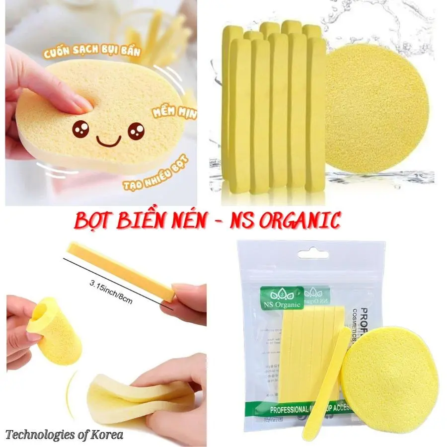 Bọt Biển Nén Ns Organic -  Bọt biển thiên nhiên nên thân thiện với làn da.