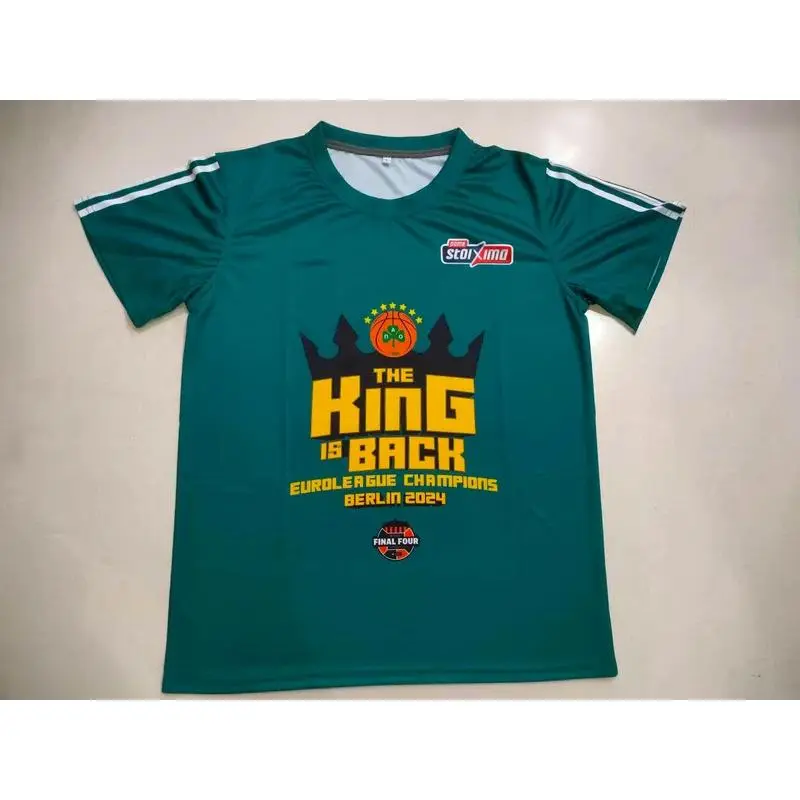 Men's Casual wear Fan 3D Printed T-shirt Euroleague Championship Basketball Jersey Sport Quick drying short sleeve T-shirt