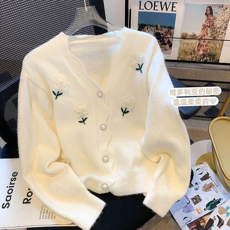 Áo Khoác Len Cardigan Dệt Kim, Phong Cách Phương Tây, Dáng Rộng Vừa Vặn, Có Thể Mặc Ngoài Trời, Phong Cách Thường Ngày Áo Mềm Mại Và Nếp, Dành Cho Nữ, Mùa Xuân Và Mùa Thu 2024, Phong Cách Hàn Quốc 6
