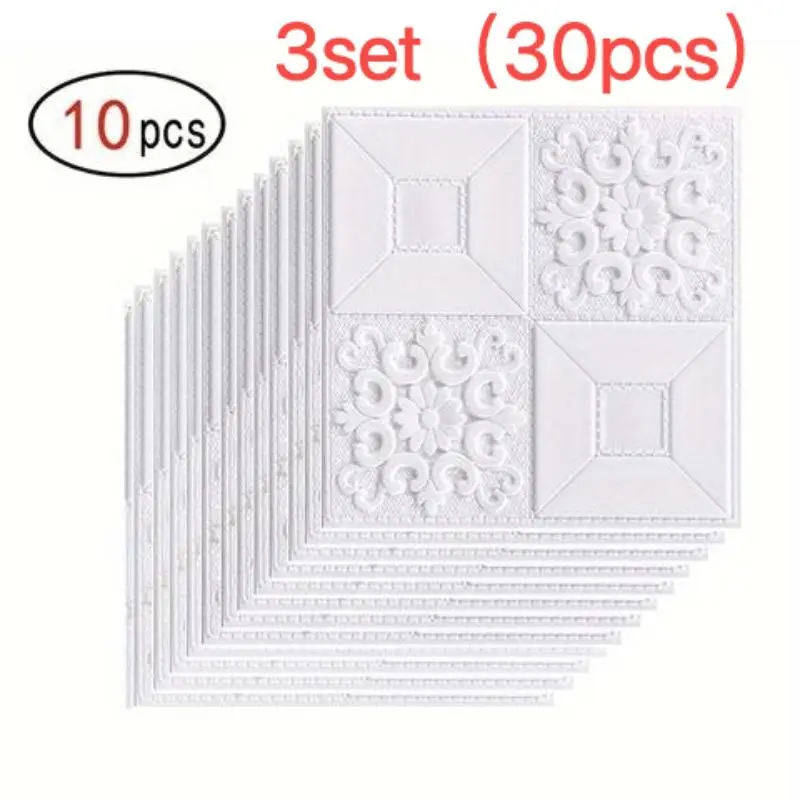 Self-adhesive Ceiling Decoration Veneer Kit, 3D Carving Foam Wallpaper, TV Background Wall Stickers, Bedroom Wallpapers, Home Decor Supplies