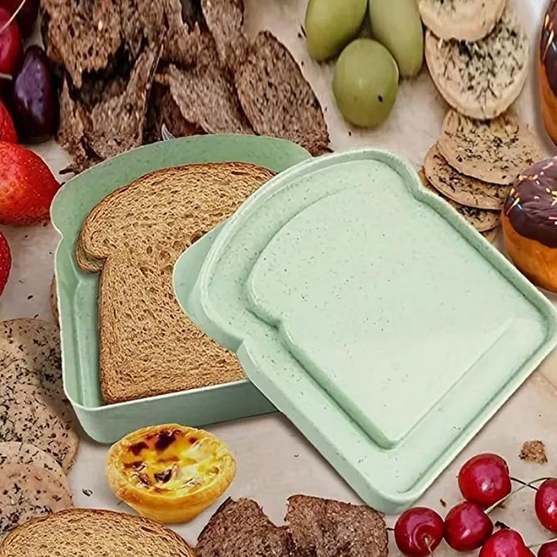 Portable Sandwich Box, 1 Count Bamboo Fiber Bread Storage Box, Food Storage Container For Home Kitchen, Spring Festival Supply for Home & Holiday, Kitchen Accessories 6