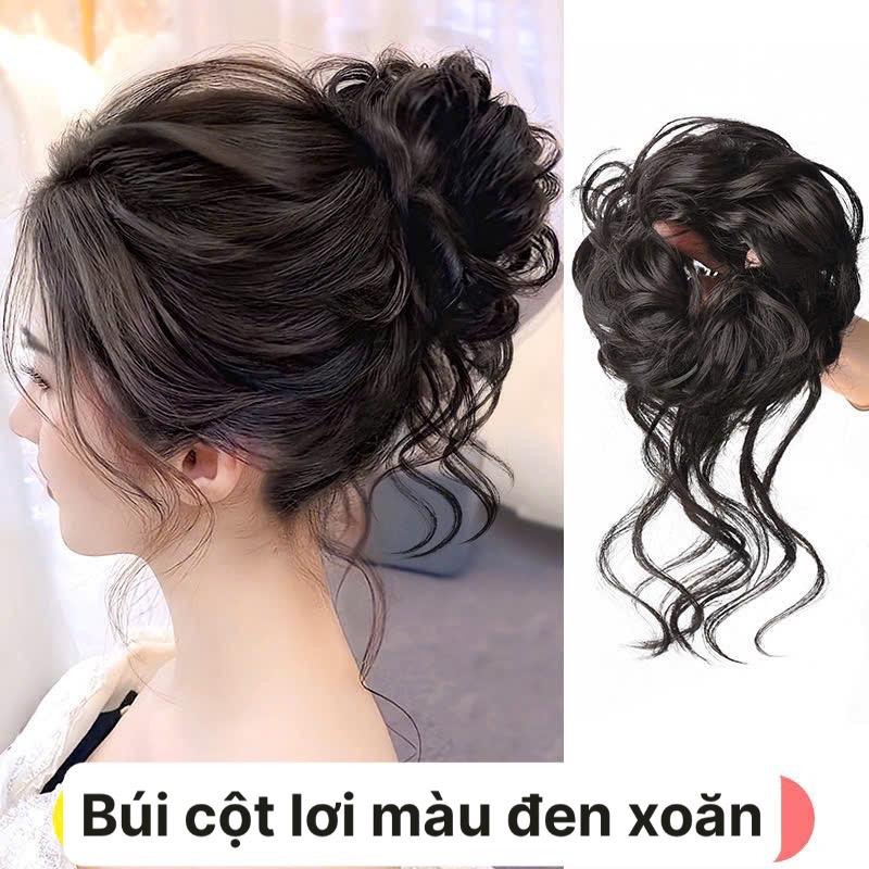 Tóc búi cột xoăn lơi tóc tơ lạnh dành cho nữ - Wig