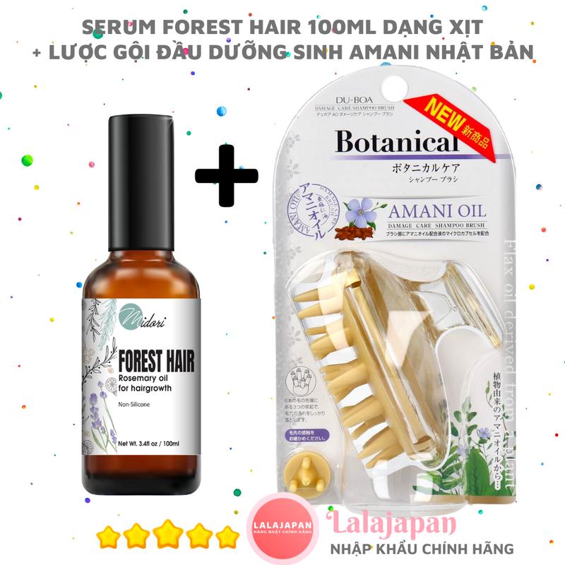 Combo Xịt dưỡng tóc Forest Hair và Lược Gội Đầu Amani