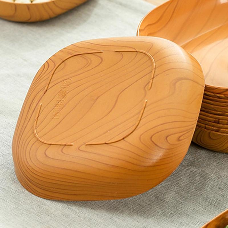 Product Introduction of Japanese Simple Kitchen Wood Grain Plastic Square Plate Grain Spit Bone Plate Set Home Japanese Restaurant Fruit Plate Tea Plate Plastic Bone Plate 23
