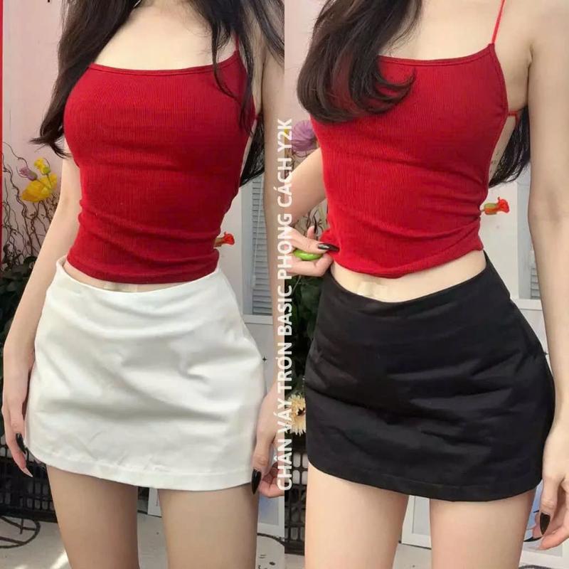 (M82) Chân váy ngắn chữ A dáng ngắn basic - DÀI 28cm - EO NGANG RỐN